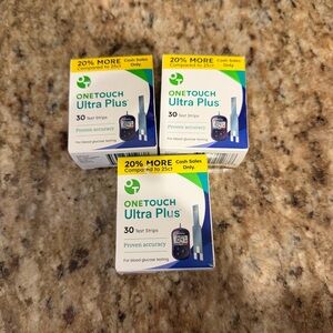 90 Count Lot 3 Boxes One Touch Ultra Plus Glucose Test Strips 30 ct/box